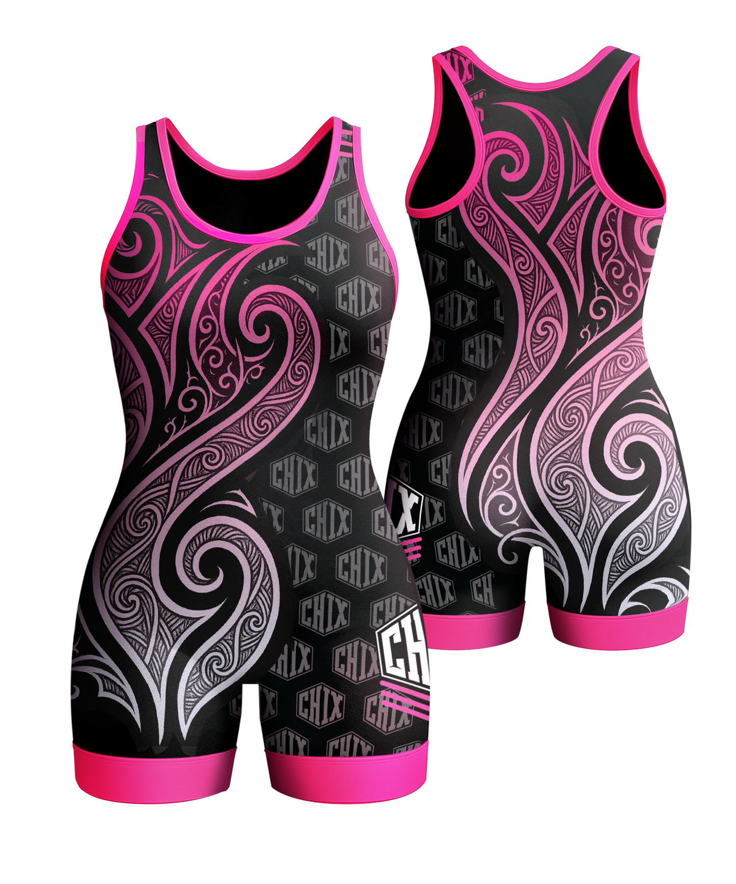 Wrestling Chix Light Pink Ombre Tribal Singlet