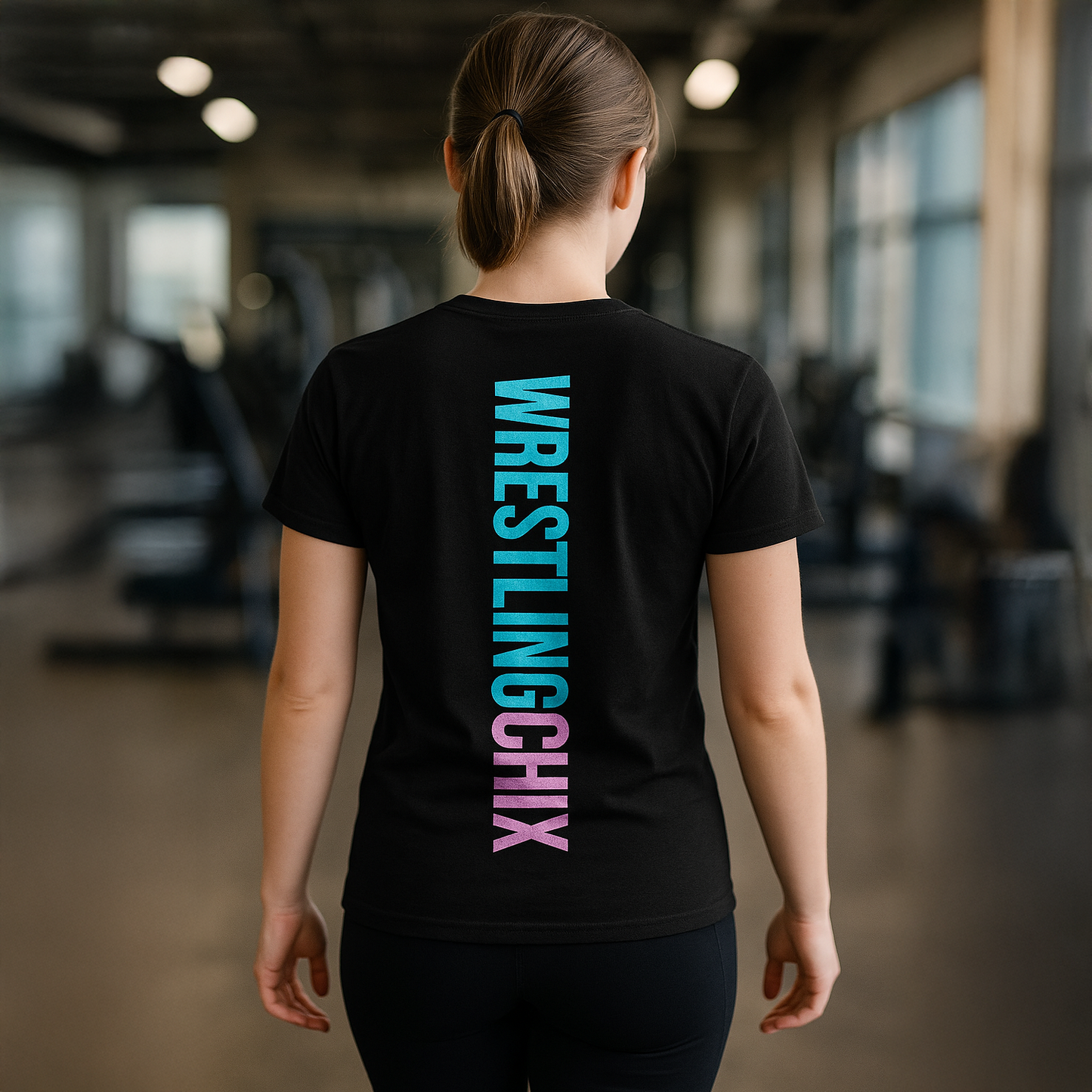 WrestlingChix Vertical Backdrop Tee – Fierce Fade Edition