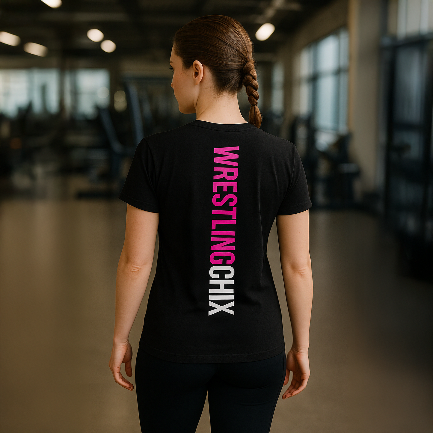 WrestlingChix Vertical Backdrop Tee – Bold Edition