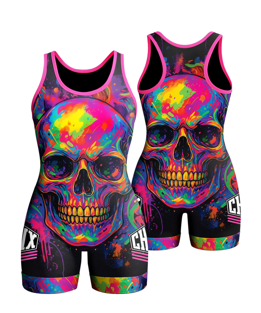 Wrestling Chix Skull Singlet