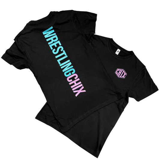 WrestlingChix Vertical Backdrop Tee – Fierce Fade Edition